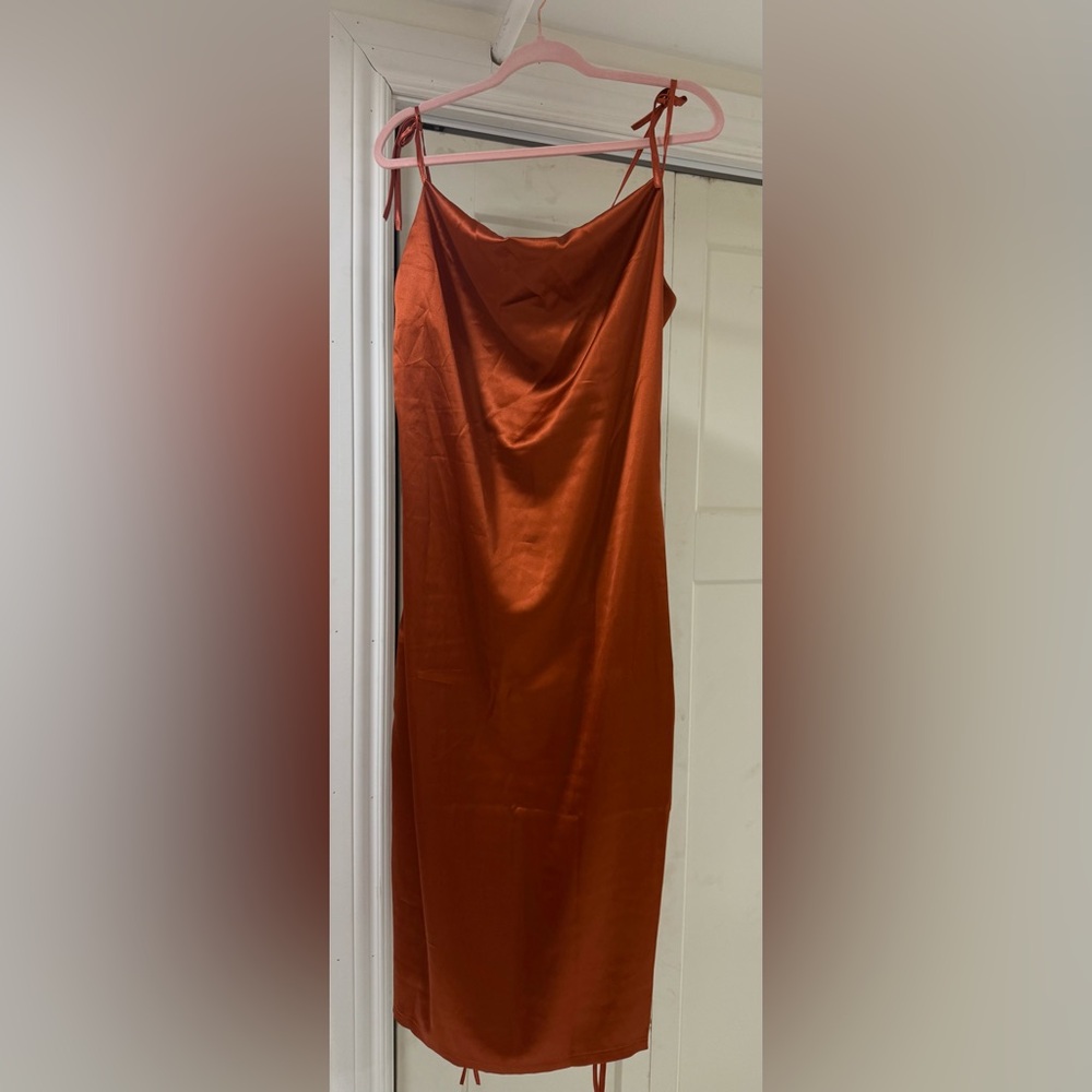 Rust Orange Satin Fabric